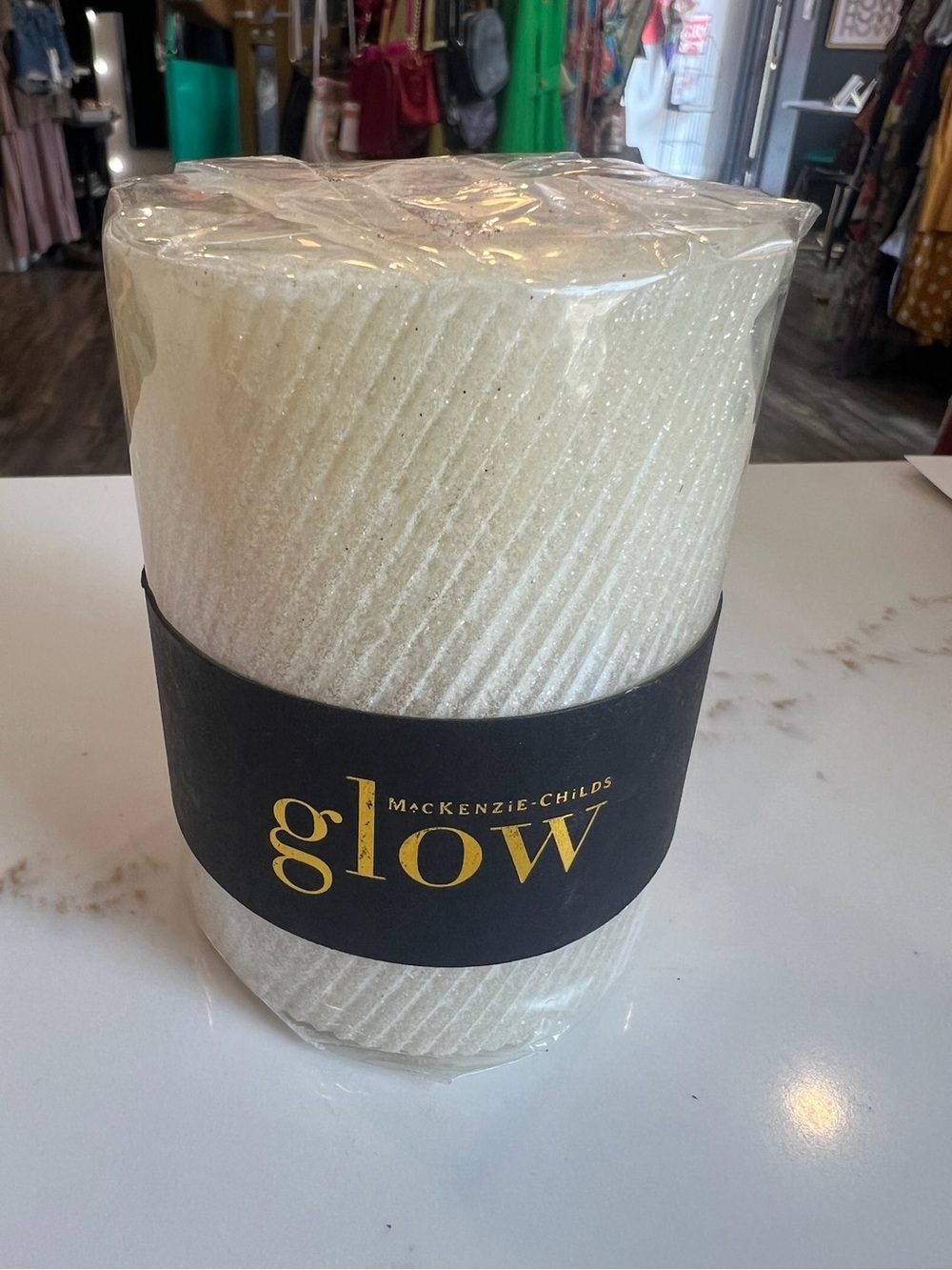 MacKenzie-Childs Glow Cream Textured Pillar Candle